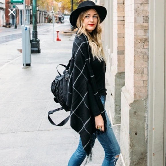 NWT Madewell Plaid Checkered Gingham Scarf Cape - Picture 8 of 8